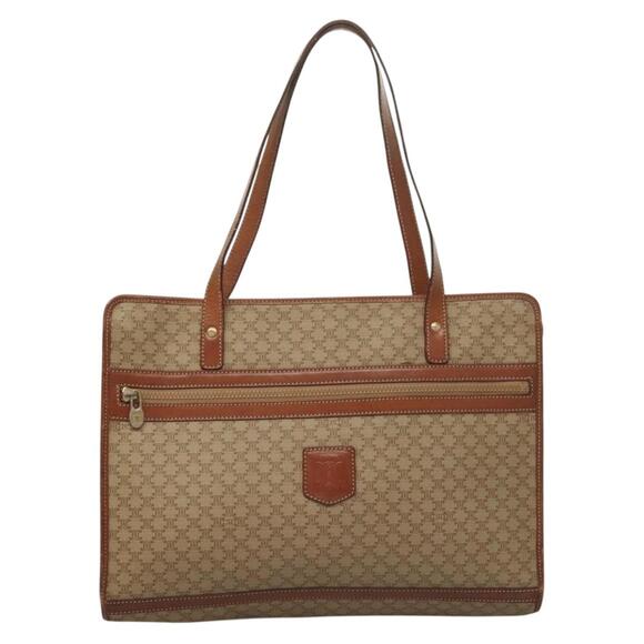 CELINE Macadam Canvas Tote Bag Beige Gold - Picture 2 of 13